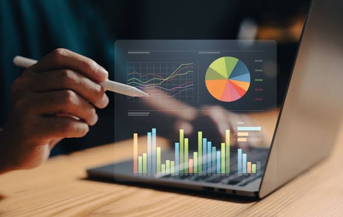 Marketing analytics and conversion tracking dashboard on a large screen
